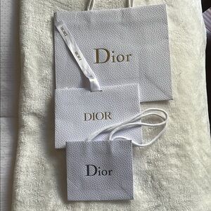 Dior White and Gold Textured Gift Bags